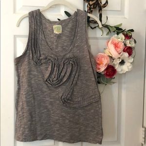 Anthropologie Little Yellow Button Tank